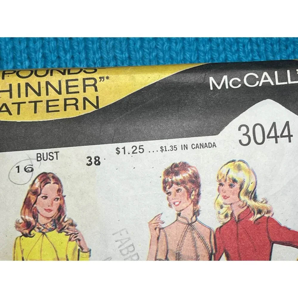 McCalls Sewing pattern 3044 Maxi dress tunic pant 1970s Size 16